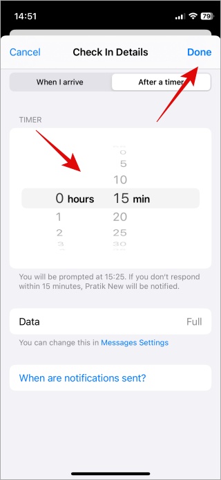 Establezca un temporizador para verificar la aplicación de mensajes de iPhone