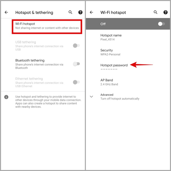 Contraseña de hotspot en Android
