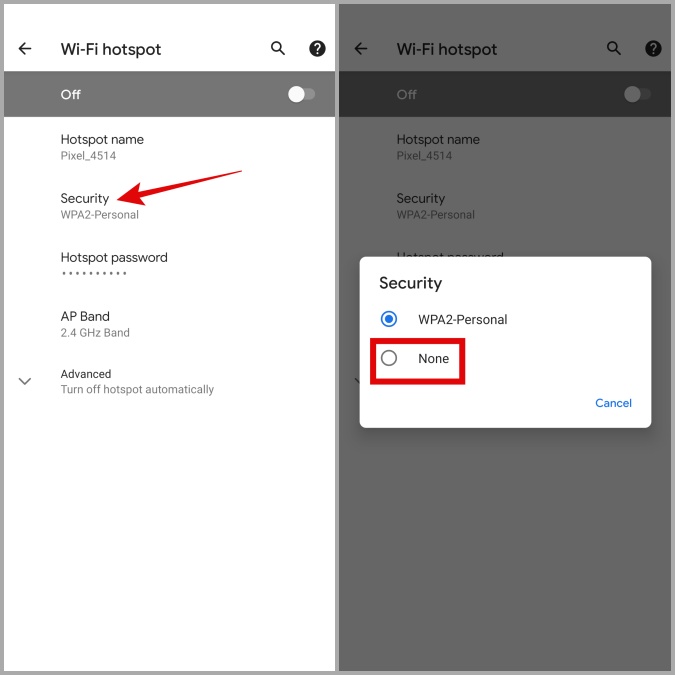 Eliminar la contraseña de hotspot en Android