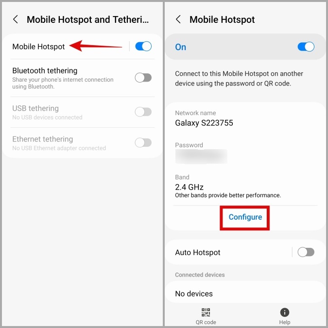 Configuración de punto de acceso móvil en el teléfono Android