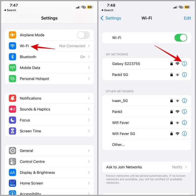 Redes de Wi-Fi en iPhone