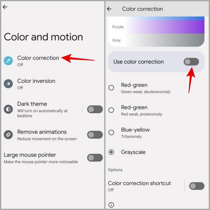 Desactivar la corrección de color en Android