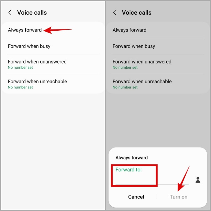 Habilitar el reenvío de llamadas en Android