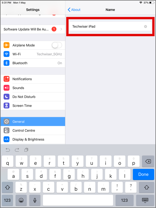Cambie su nombre de AirDrop en iPad