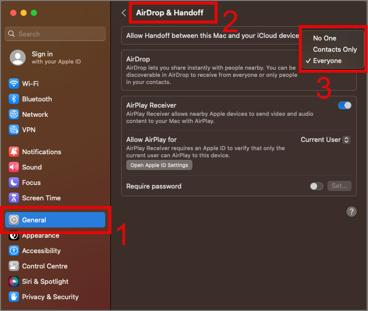 Encienda AirDrop en Mac