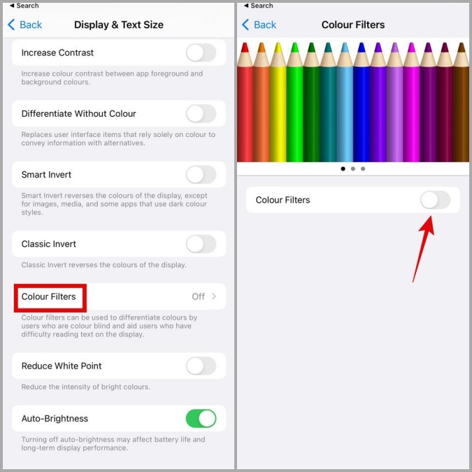 Desactivar filtros de color en iPhone