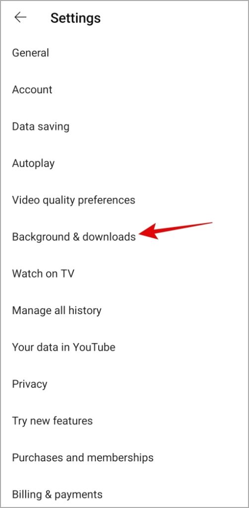 Configuración de la aplicación de YouTube en móvil
