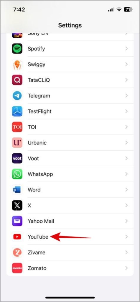 Configuración de la aplicación de YouTube en iPhone