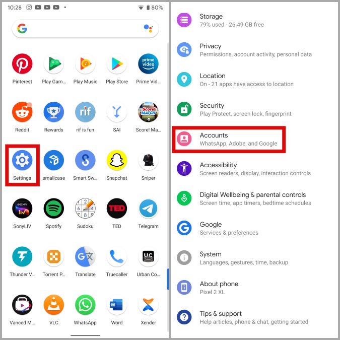 Cuentas en Android