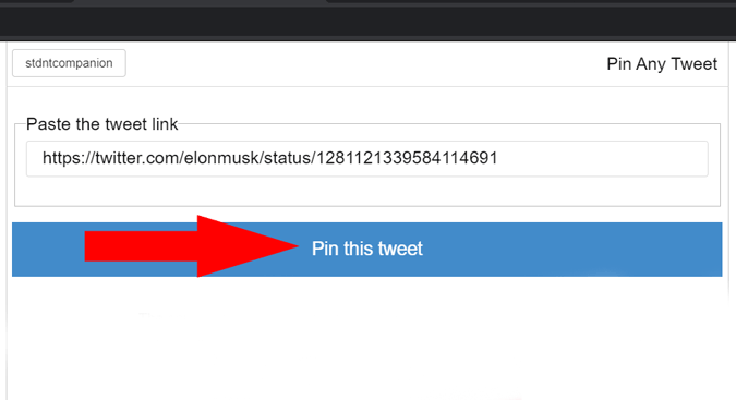 Pastar tweet en twhools para fijar el tweet