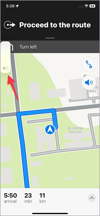 Aumente volumen para la configuración de Apple Maps