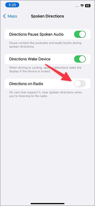 Desactivar instrucciones en la radio en mapas