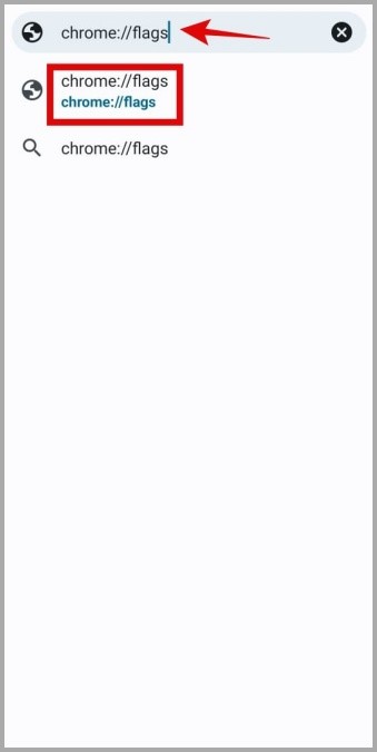Abra el menú de banderas Chrome en Android