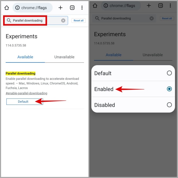 Habilitar la descarga paralela en Chrome para Android
