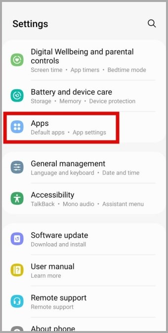 Menú de aplicaciones en el teléfono Android