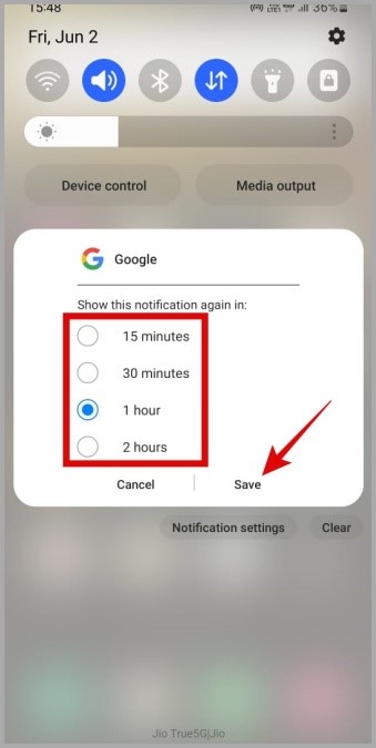 Notificaciones de repetición en el teléfono Samsung Galaxy