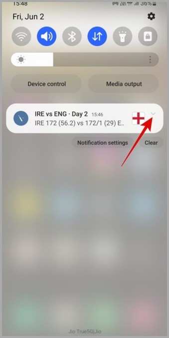 Notificación en el teléfono Samsung Galaxy