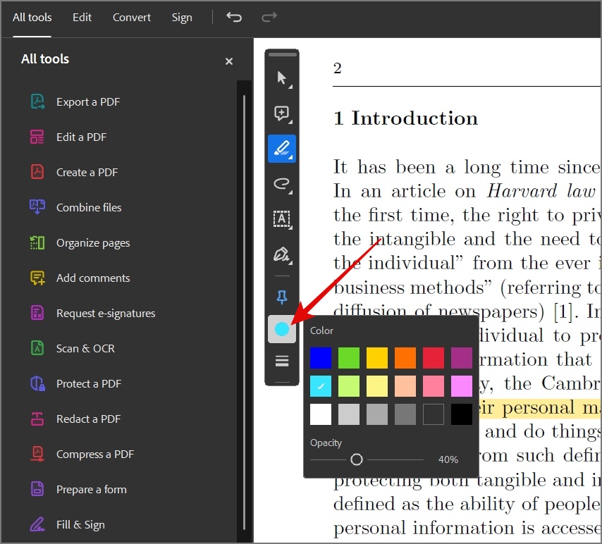 Cambiar color resaltado en Adobe Acrobat