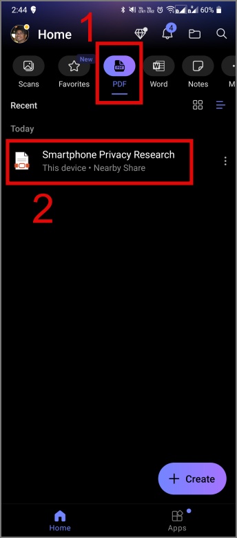 Abra el archivo PDF en la aplicación Microsoft 365