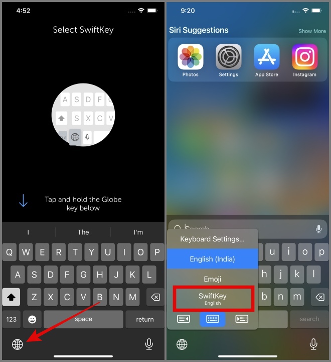 Seleccione SwiftKey como teclado predeterminado (iOS)