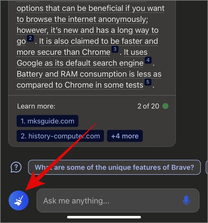 Botón de escoba en Bing Ai Chat (Swiftkey)