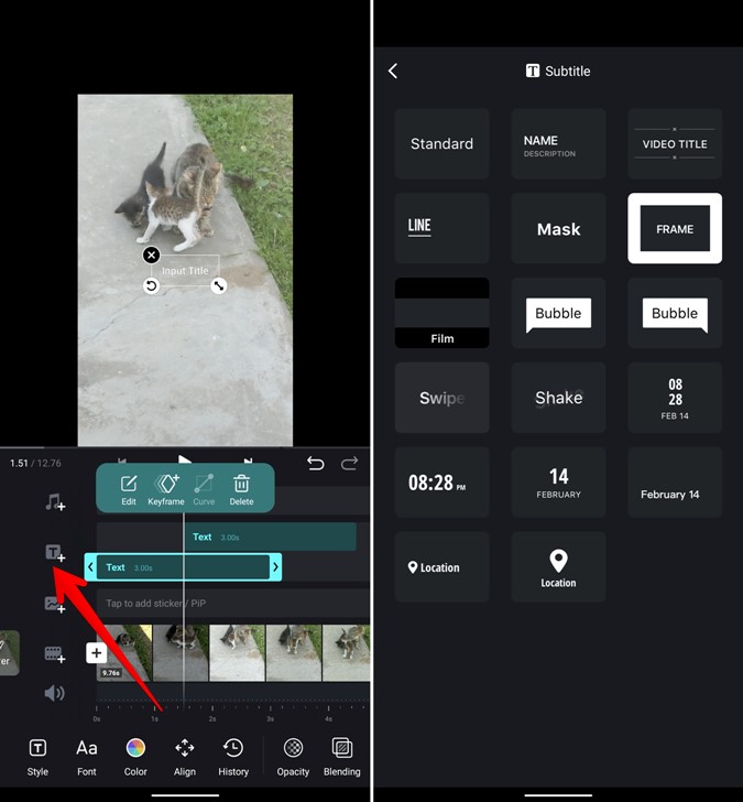 Los carretes de Instagram agregan texto en la aplicación VN