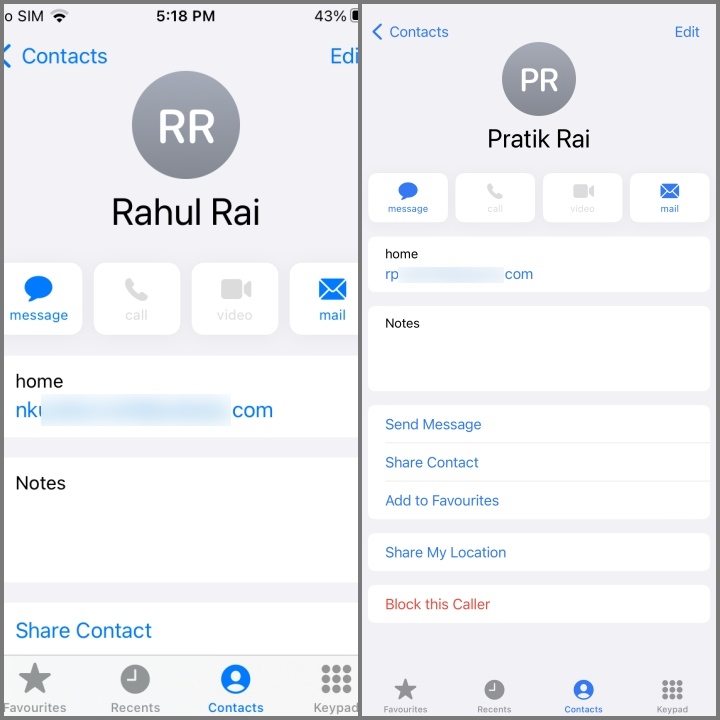 ID de Apple en la lista de contactos