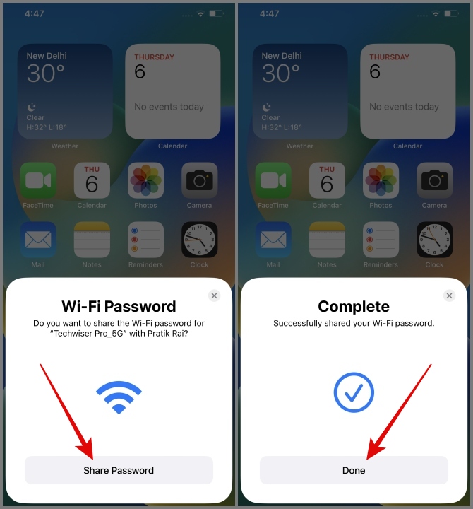 Compartir contraseña de Wi-Fi en iPhone