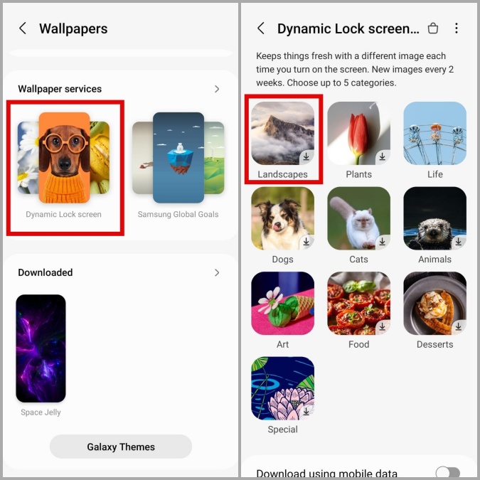 Pantalla de bloqueo dinámico en el teléfono Samsung Galaxy