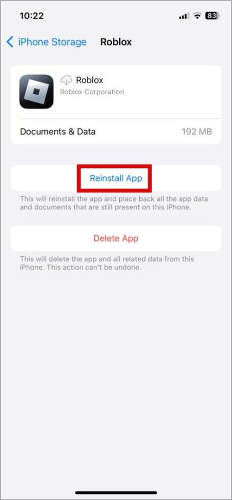 Reinstalar Roblox en iPhone