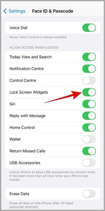Alternar widgets de pantalla de bloqueo en iPhone