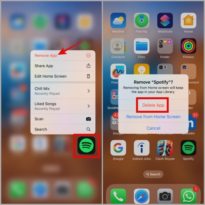 Desinstalar Spotify en iPhone