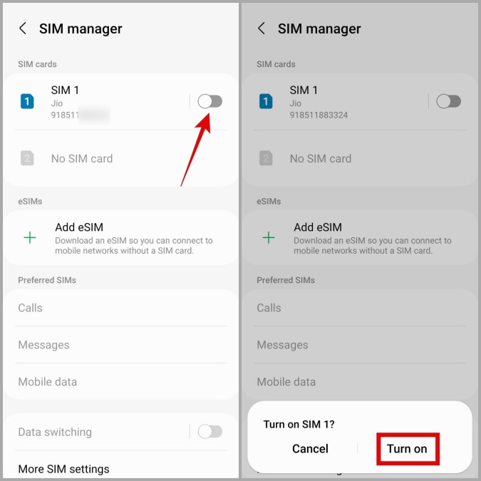 Habilite un SIM en el teléfono Samsung Galaxy