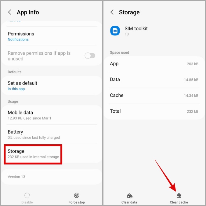 Borrar caché de kit de herramientas SIM en el teléfono Samsung Galaxy