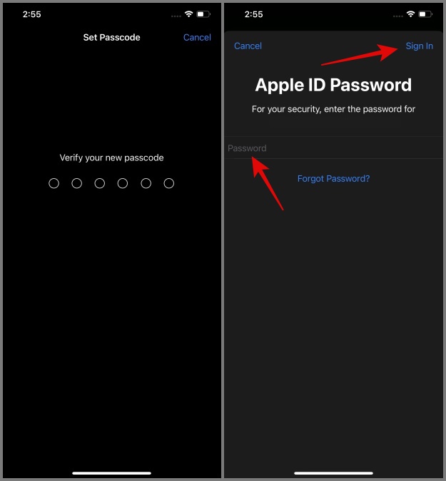 Verificar el nuevo código de acceso iPhone