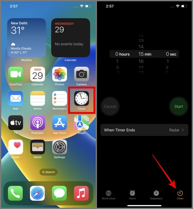 temporizador de iPhone