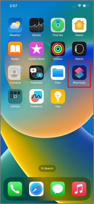Aplicación de atajos iOS