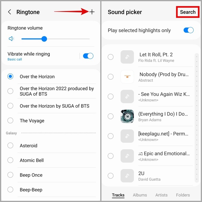 Establecer una canción como tono de llamada en el teléfono Samsung Galaxy