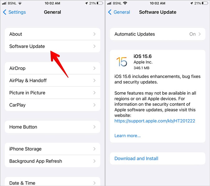 Actualización del sistema de iPhone