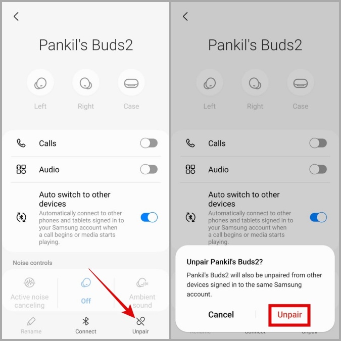 Dispositivo Bluetooth de desaprobación en el teléfono Samsung
