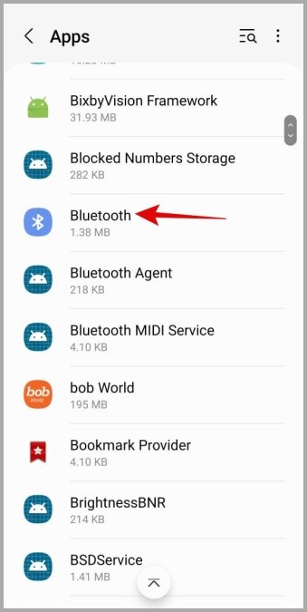Bluetooth en el teléfono Samsung