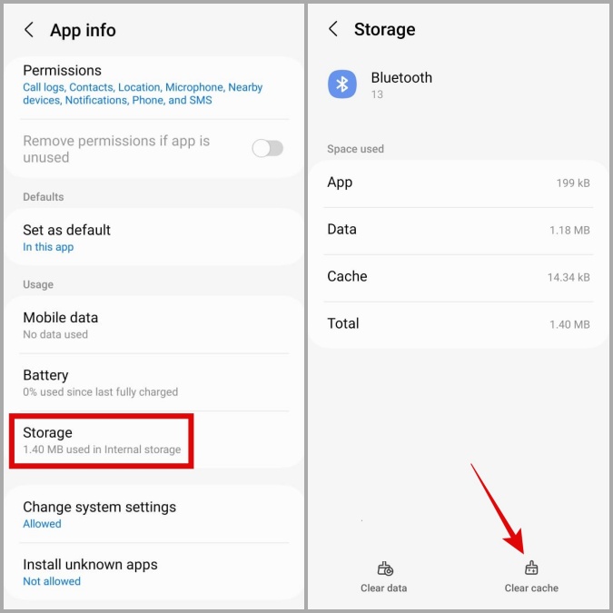 Borrar caché Bluetooth en el teléfono Samsung