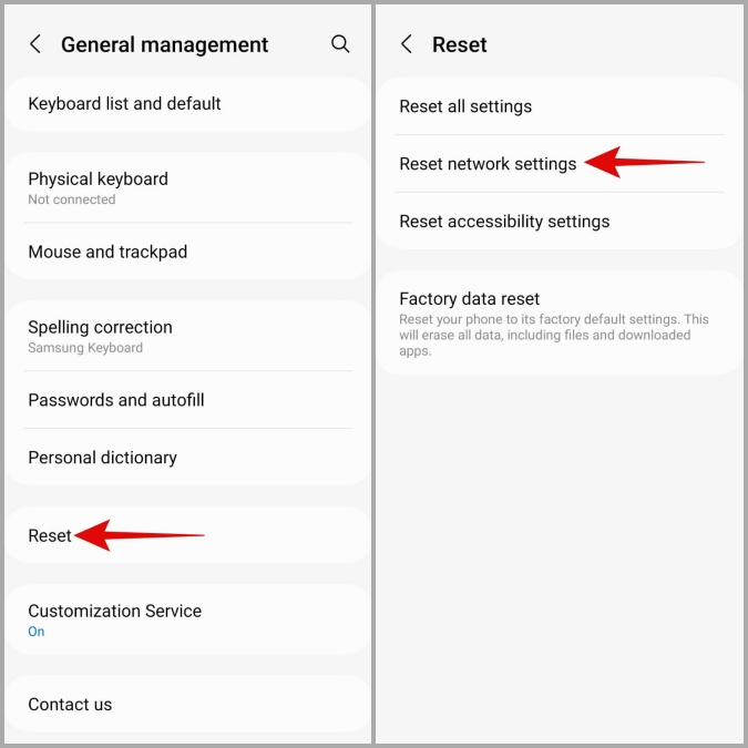 Restablecer la configuración de la red en el teléfono Samsung