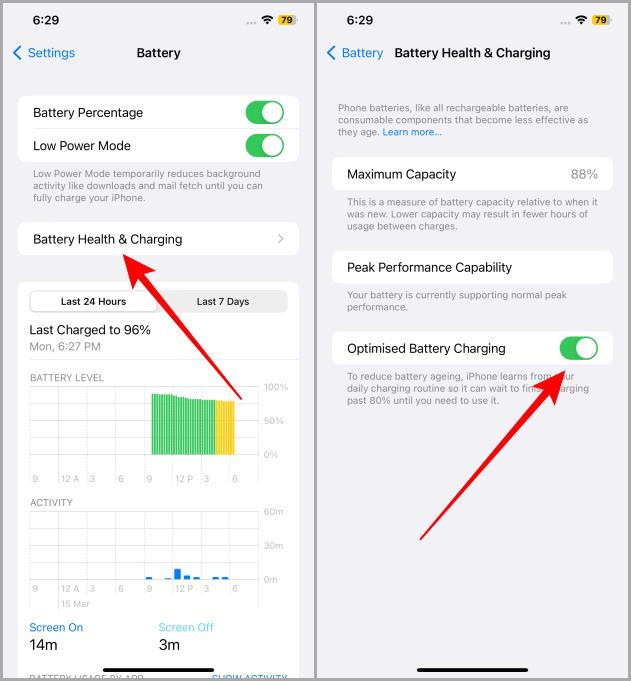 Apagar la carga optimizada en el iPhone