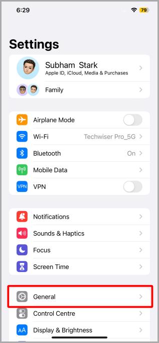 Configuración general en iPhone
