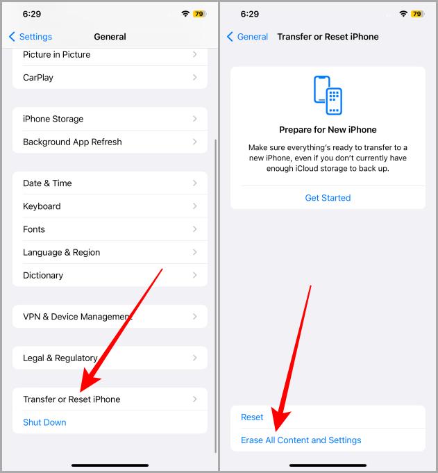 Transferir o restablecer la configuración del iPhone