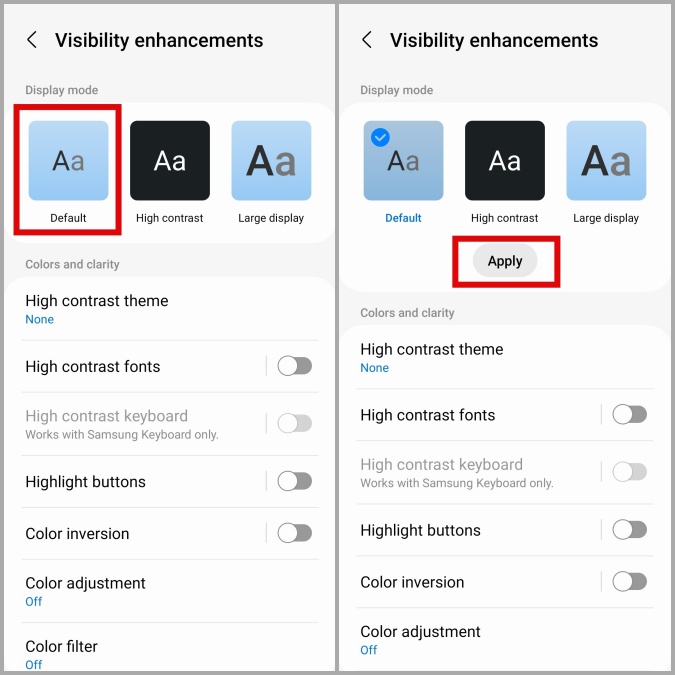Restablecer la configuración del modo de visualización en Android