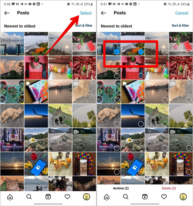 Eliminar múltiples publicaciones de Instagram Pro Mass Eliminar seleccione