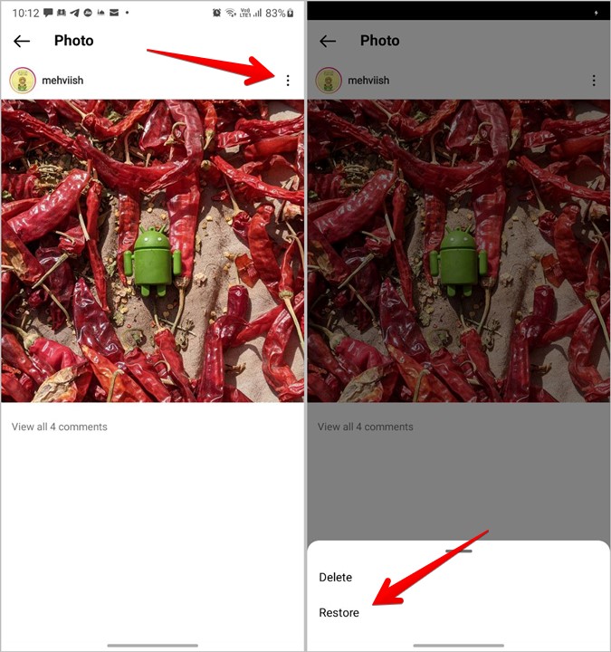 Eliminar múltiples publicaciones de Instagram recuperar restauración