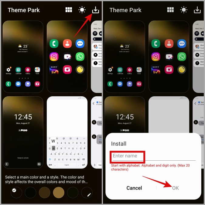 Guardar tema personalizado en el teléfono Samsung